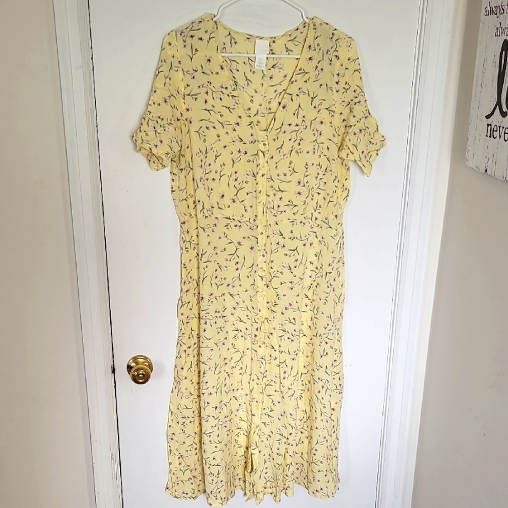 H&M Yellow Flutter Sleeve V-Neck Sundress